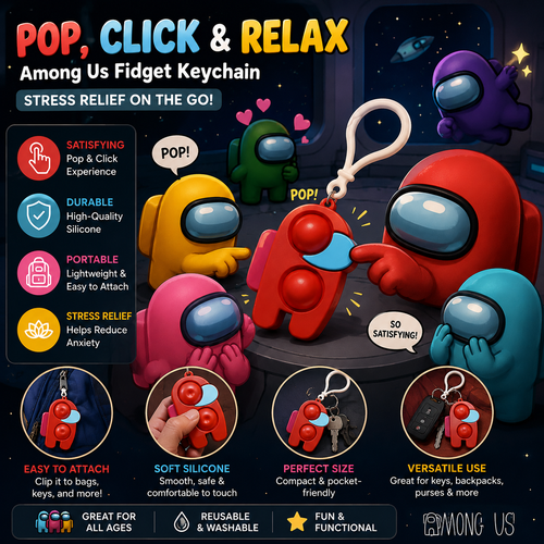Among Us Pop-It Fidget Keychain.