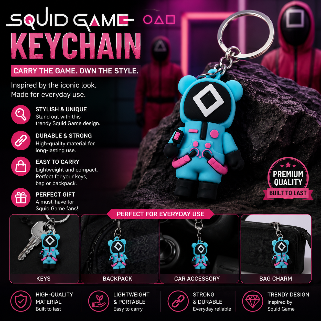 Squid Game Soft Silicone Keychain.