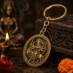 Premium Golden Metal Durga Maa Keychain