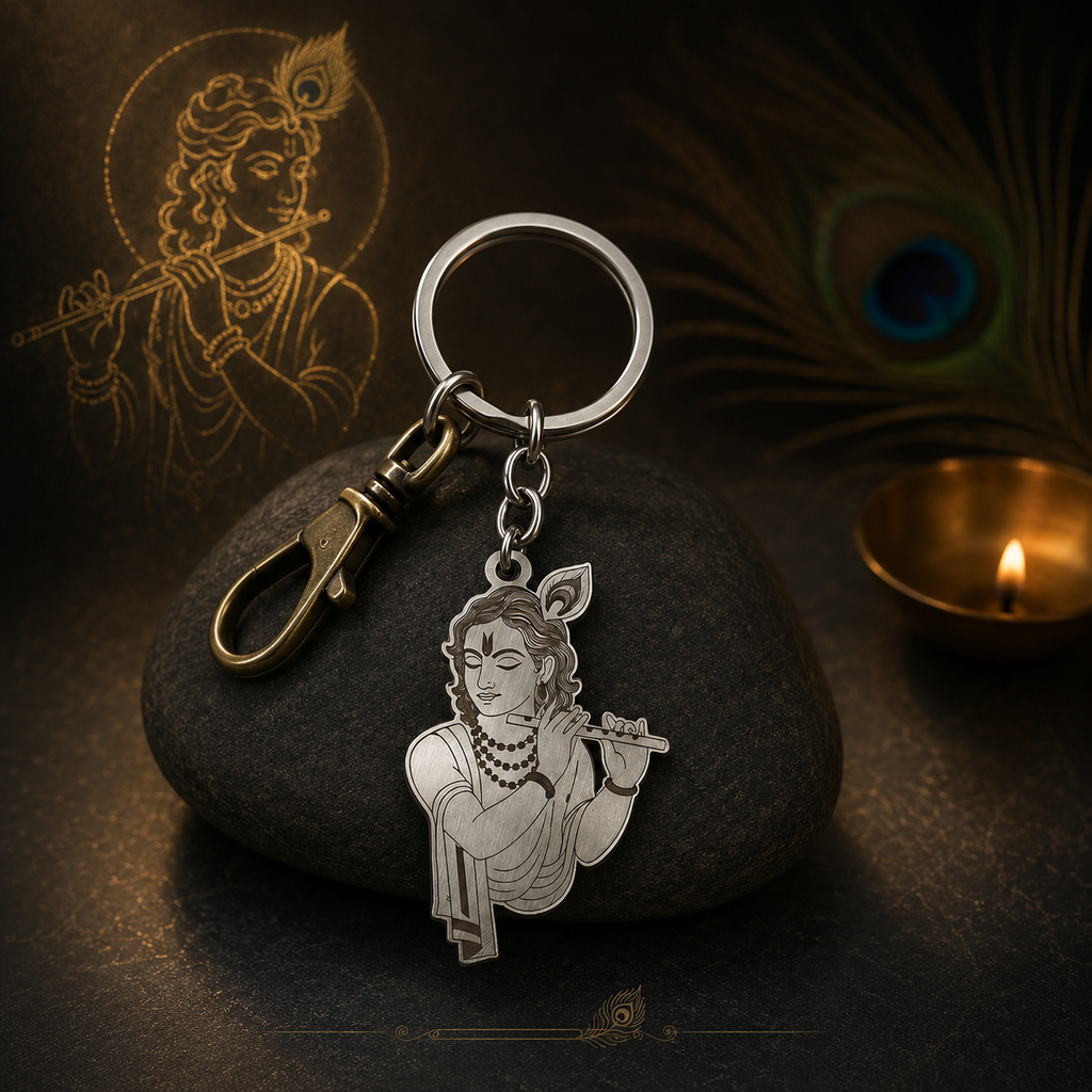 Lord Krishna Premium Metal Keychain