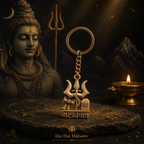 Premium Metal Mahakal Keychain with Trishul, Damru & Shivling