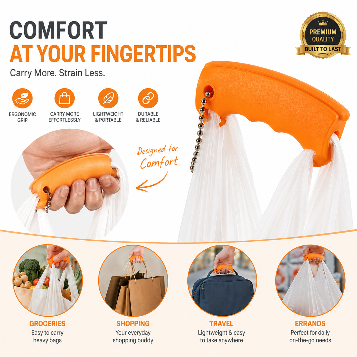 Portable Silicone Grocery Bag Holder & Keychain