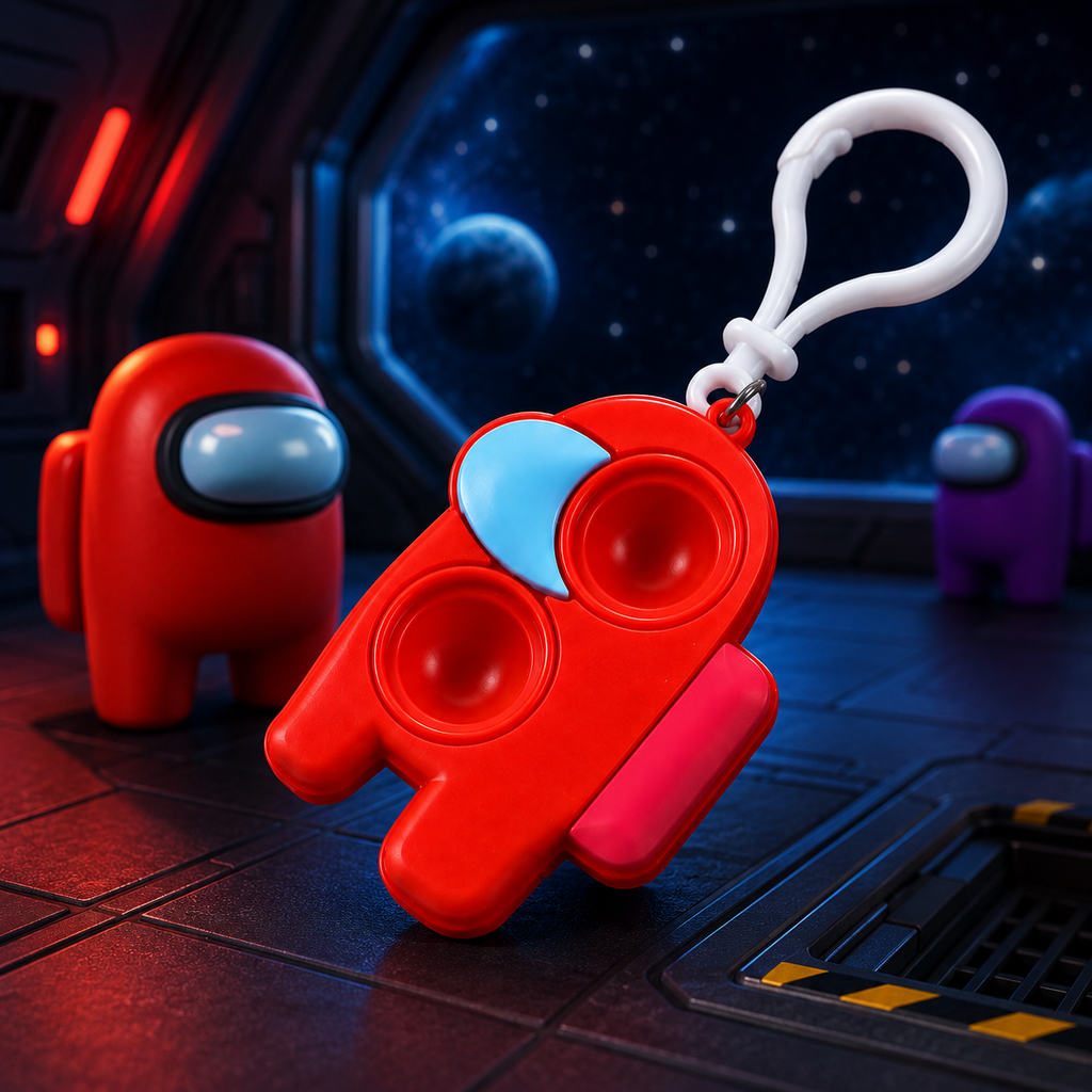 Among Us Pop-It Fidget Keychain.
