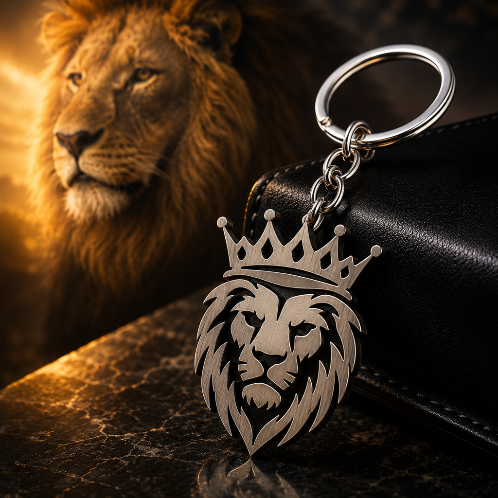 Stylish Metal Lion Head Keychain