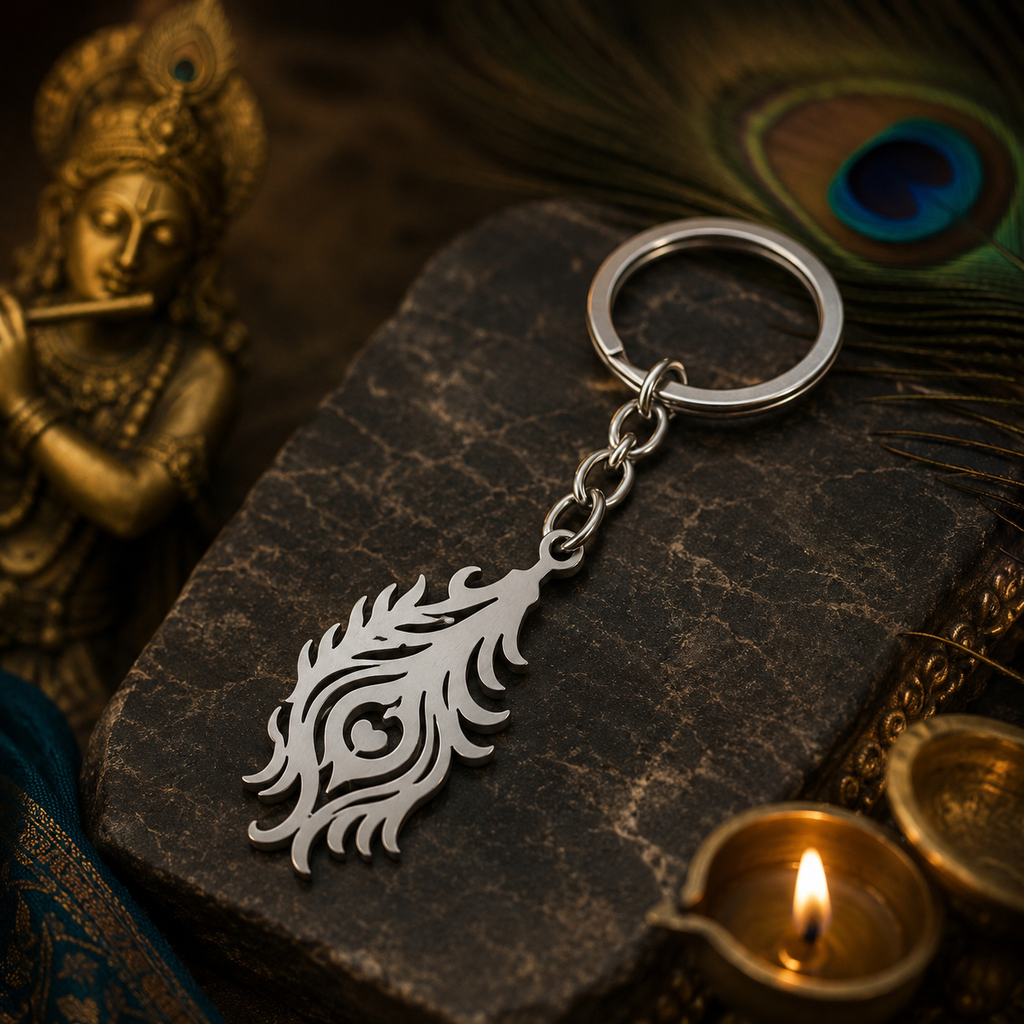 Peacock Feather Metal Keychain