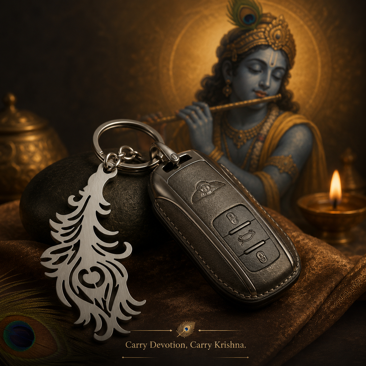 Peacock Feather Metal Keychain