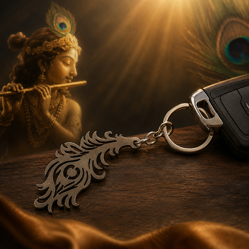 Peacock Feather Metal Keychain