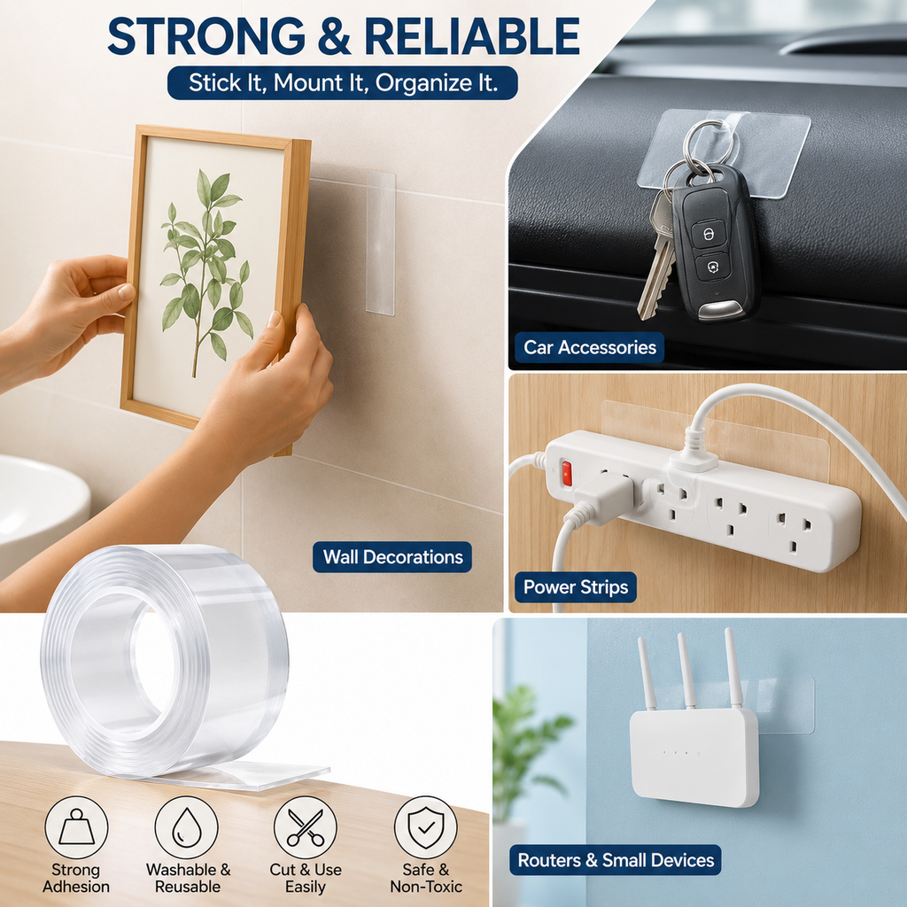 Double Sided Nano Adhesive Transparent Tape (3 Meter)